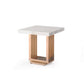 Benzara BM279437 Cid 22" White and Gold Faux Marble Top Modern Metal End Table