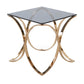 Benzara BM279439 Cid 24" Rose Gold Square Smoked Glass Top Modern Metal End Table