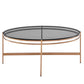 Benzara BM279490 Cid 35" Black Smoked Glass Top Modern Coffee Table With Rose Gold Legs