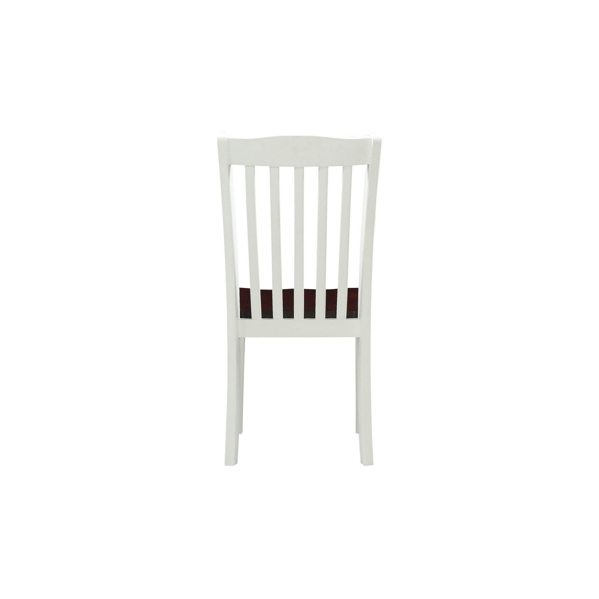 Benzara BM280320 22" Solid Wood Classic Slatted Side Chairs in White and Brown