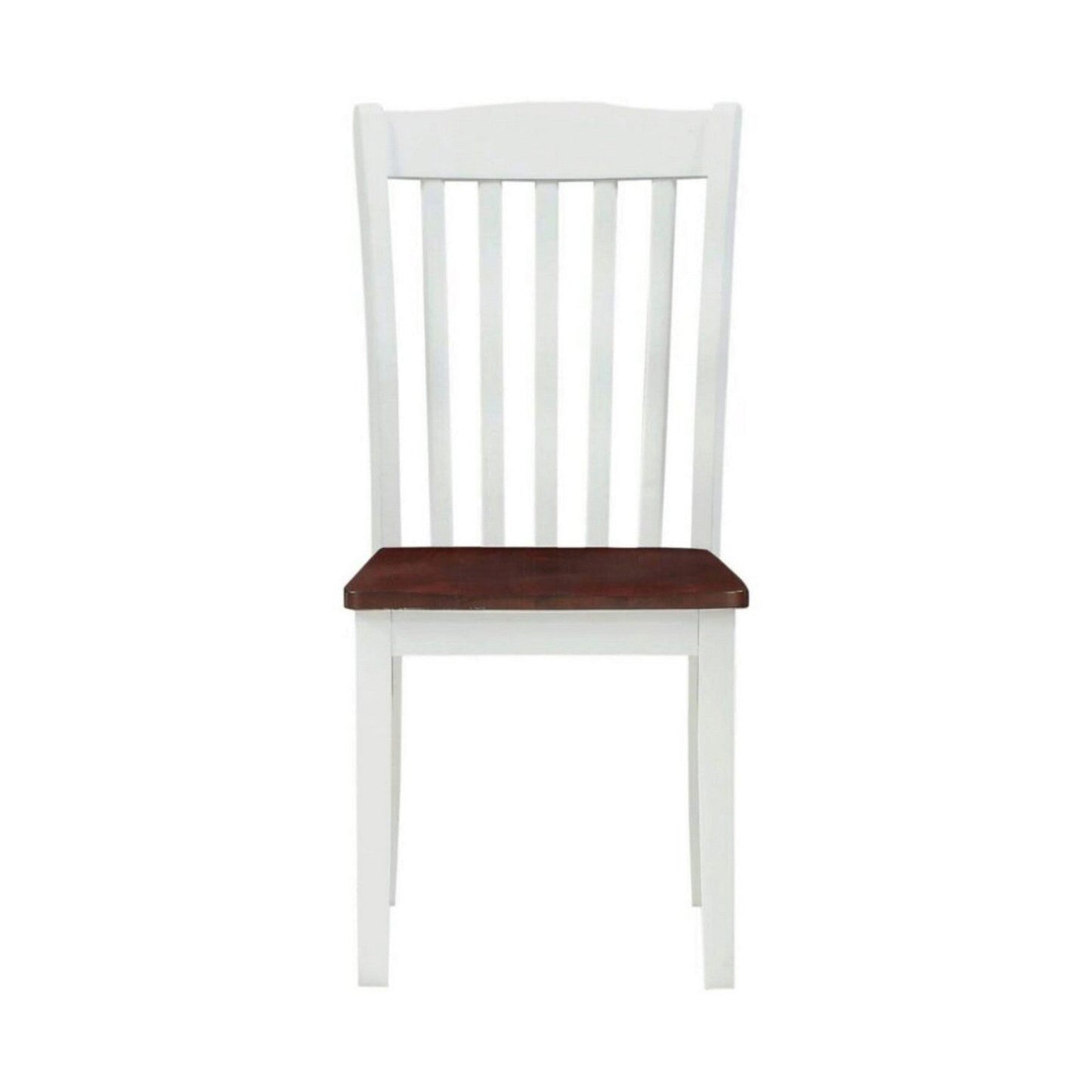 Benzara BM280320 22" Solid Wood Classic Slatted Side Chairs in White and Brown