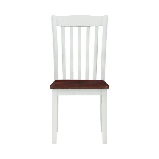 Benzara BM280320 22" Solid Wood Classic Slatted Side Chairs in White and Brown