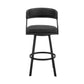 Benzara BM281940 Beth 26" Black Counter Stool with Curved Back, Swivel Feature, and Faux Leather Seat