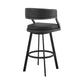 Benzara BM281940 Beth 26" Black Counter Stool with Curved Back, Swivel Feature, and Faux Leather Seat