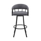 Benzara BM281951 Cade 30" Gray and Black Bar Stool with Swivel Feature and Faux Leather Cushion