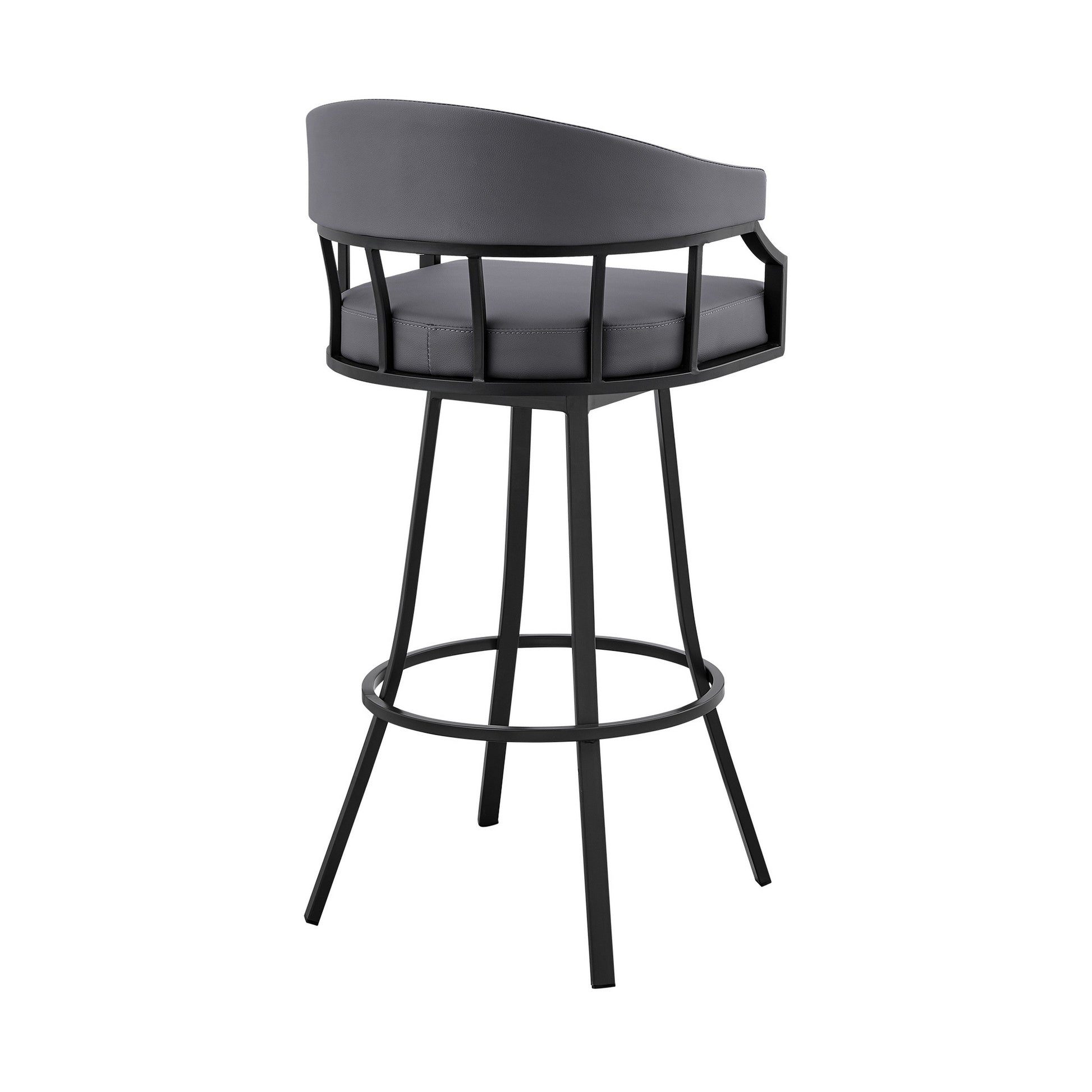 Benzara BM281951 Cade 30" Gray and Black Bar Stool with Swivel Feature and Faux Leather Cushion