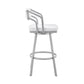 Benzara BM282051 Lyla 30" White and Silver Metal Bar Stool with Swivel Feature and Vegan Faux Leather Seat