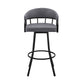 Benzara BM282059 Mayla 26" Swivel Counter Stool with Black Flared Legs and Gray Faux Leather Seat