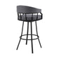 Benzara BM282059 Mayla 26" Swivel Counter Stool with Black Flared Legs and Gray Faux Leather Seat