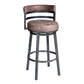 Benzara BM282061 Eva 30" Swivel Counter Stool with Curved Back in Vegan Leather and Washed Brown Finish