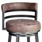 Benzara BM282062 Eva 26" Washed Brown Swivel Counter Stool with Curved Back and Vegan Leather Seat