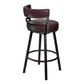 Benzara BM282063 Eva 30" Auburn Brown Swivel Bar Stool with Curved Back and Vegan Leather Seat