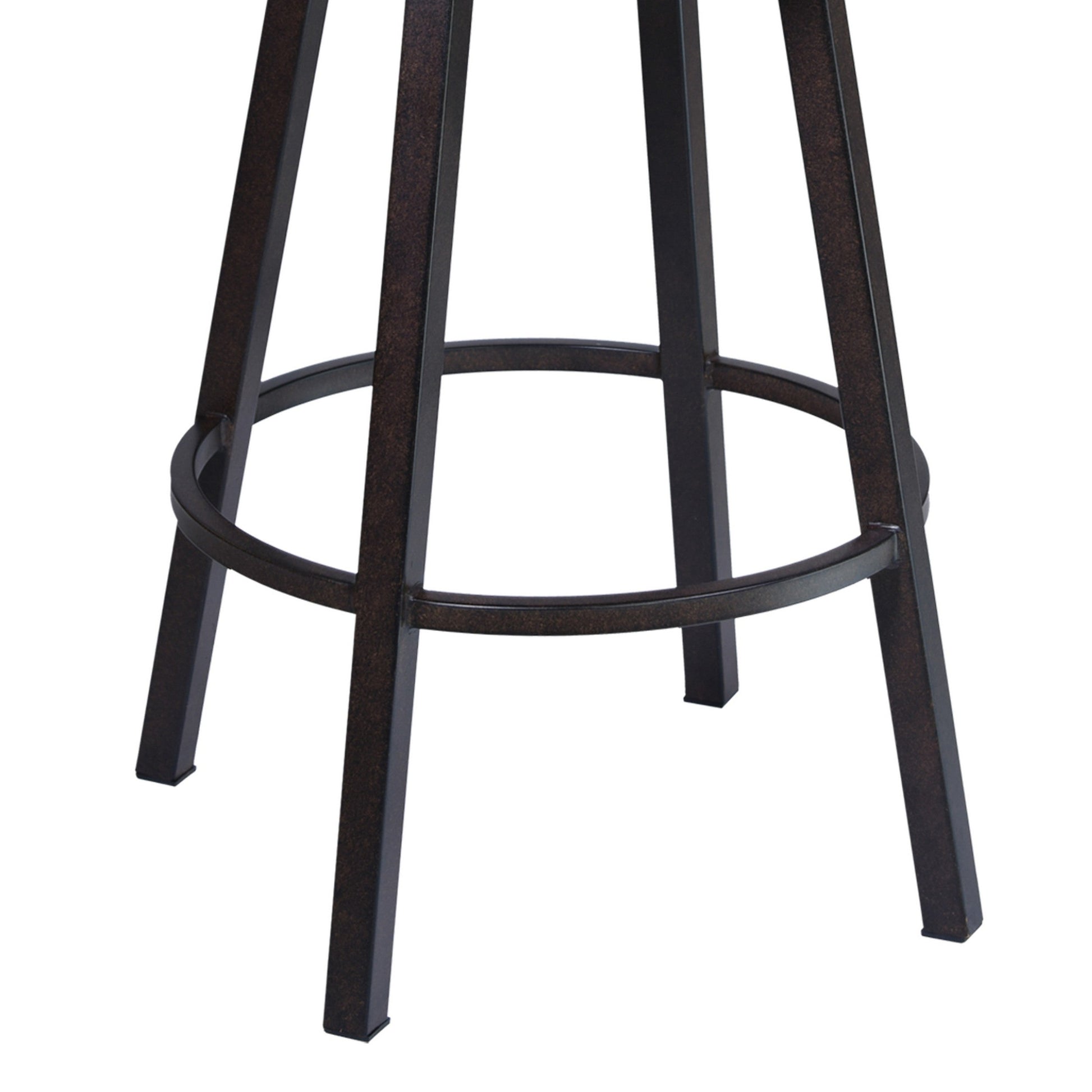 Benzara BM282063 Eva 30" Auburn Brown Swivel Bar Stool with Curved Back and Vegan Leather Seat