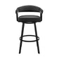 Benzara BM282070 Oliver 30" Black Modern Bar Stool with Vegan Faux Leather Seat, Slatted Design, and Swivel Feature