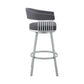 Benzara BM282074 Oliver 26" Gray and Silver Modern Counter Stool with Faux Leather Seat and Swivel Feature