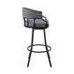 Benzara BM282095 Mayla 30" Gray Faux Leather Swivel Bar Stool with Black Flared Legs