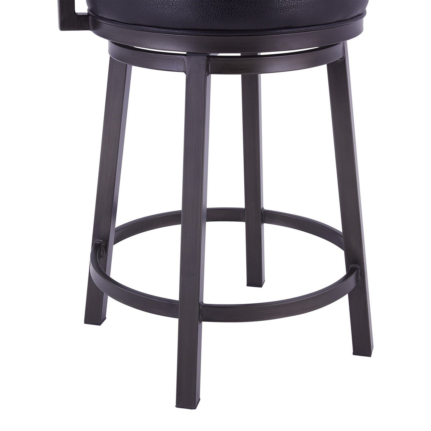 Benzara BM282098 Eva 30" Black and Gray Vegan Leather Swivel Bar Stool with Curved Back