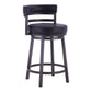 Benzara BM282098 Eva 30" Black and Gray Vegan Leather Swivel Bar Stool with Curved Back