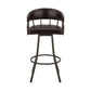 Benzara BM282100 Mayla 30" Brown Faux Leather Swivel Bar Stool with Metal Flared Legs