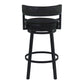 Benzara BM282104 Eva 26" Black Vegan Leather Swivel Counter Stool Chair with Vegan Leather and Curved Back