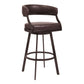 Benzara BM282106 Ava 26" Auburn Brown Faux Leather Swivel Counter Stool with Curved Design