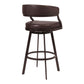 Benzara BM282117 Ava 30" Auburn Brown Faux Leather Swivel Bar Stool with Curved Back