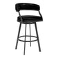 Benzara BM282118 Ava 26" Black Vegan Faux Leather Swivel Counter Stool with Curved Back