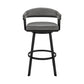 Benzara BM282121 Oliver 26" Warm Gray Vegan Faux Leather Counter Stool with Slats Design