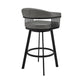 Benzara BM282121 Oliver 26" Warm Gray Vegan Faux Leather Counter Stool with Slats Design