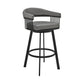 Benzara BM282121 Oliver 26" Warm Gray Vegan Faux Leather Counter Stool with Slats Design