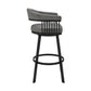 Benzara BM282122 Oliver 30" Warm Gray Vegan Faux Leather Bar Stool, Swivel, Slatted