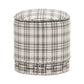 Benzara BM282131 Elly 20" Gray and White Plaid Fabric Round Ottoman with Nailhead Accents