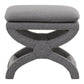 Benzara BM282132 23" Gray Fabric Upholstered Ottoman with Plush Cushion and Curved X Frame