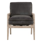 Benzara BM282134 27" Gray Brown Accent Armchair with Velvet Upholstery, Oak Wood, and Cane Rattan