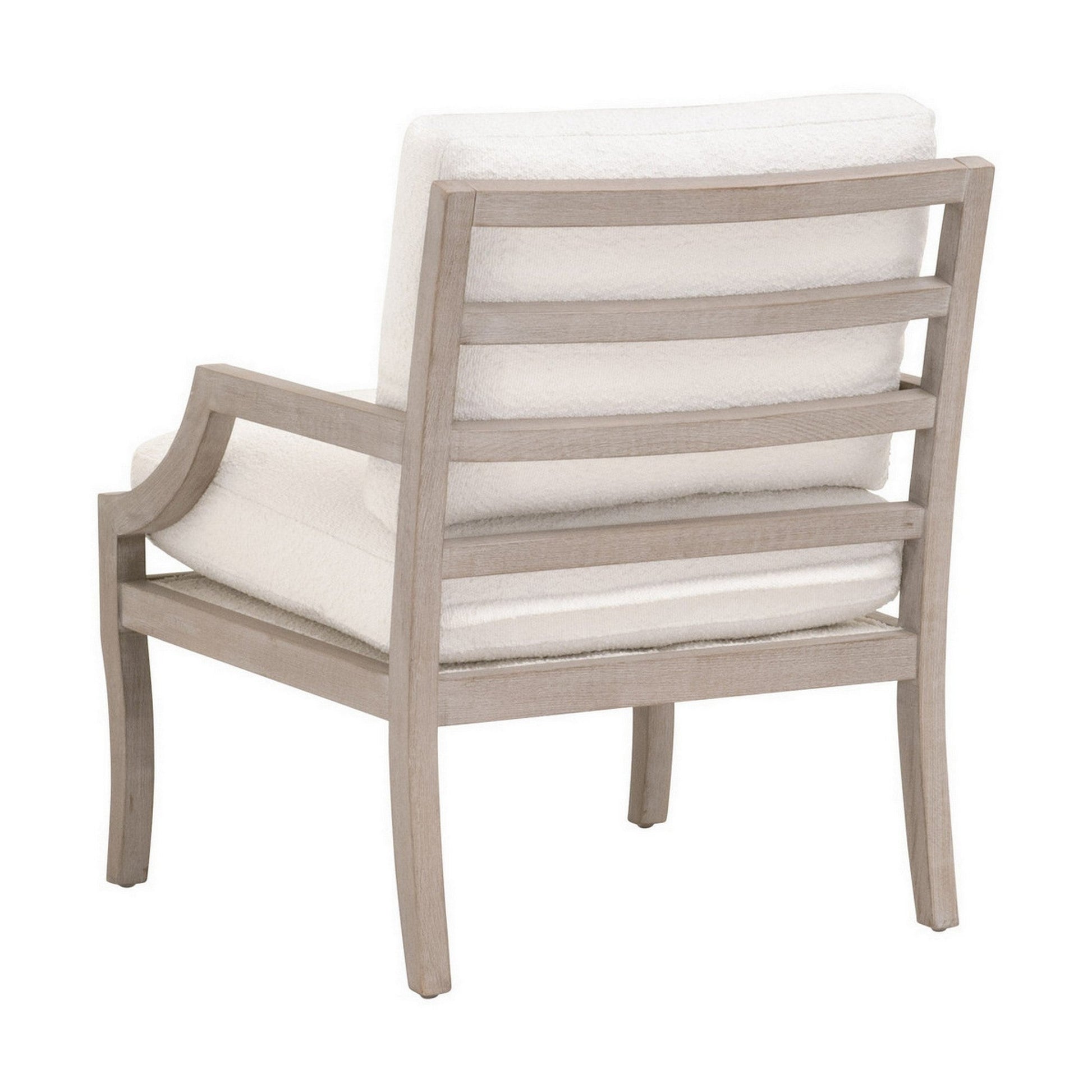 Benzara BM282135 33" White and Brown Club Accent Chair with Reversible Seat Cushion and Beechwood