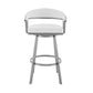 Benzara BM282634 Oliver 25" White Vegan Leather Seat Modern Swivel Counter Stool Chair