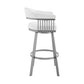 Benzara BM282634 Oliver 25" White Vegan Leather Seat Modern Swivel Counter Stool Chair