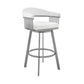 Benzara BM282634 Oliver 25" White Vegan Leather Seat Modern Swivel Counter Stool Chair