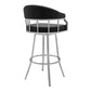 Benzara BM282638 Myla 26" Black Vegan Faux Leather Seat Swivel Counter Stool With Metal Legs