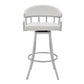 Benzara BM282640 Myla 26" White Vegan Faux Leather Seat Swivel Counter Stool With Metal Legs