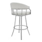 Benzara BM282640 Myla 26" White Vegan Faux Leather Seat Swivel Counter Stool With Metal Legs