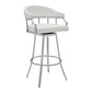 Benzara BM282640 Myla 26" White Vegan Faux Leather Seat Swivel Counter Stool With Metal Legs