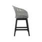 Benzara BM282641 Mila 26" Black Wood Frame Modern Indoor Outdoor Wood Counter Height Stool With Gray Seat