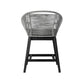 Benzara BM282641 Mila 26" Black Wood Frame Modern Indoor Outdoor Wood Counter Height Stool With Gray Seat