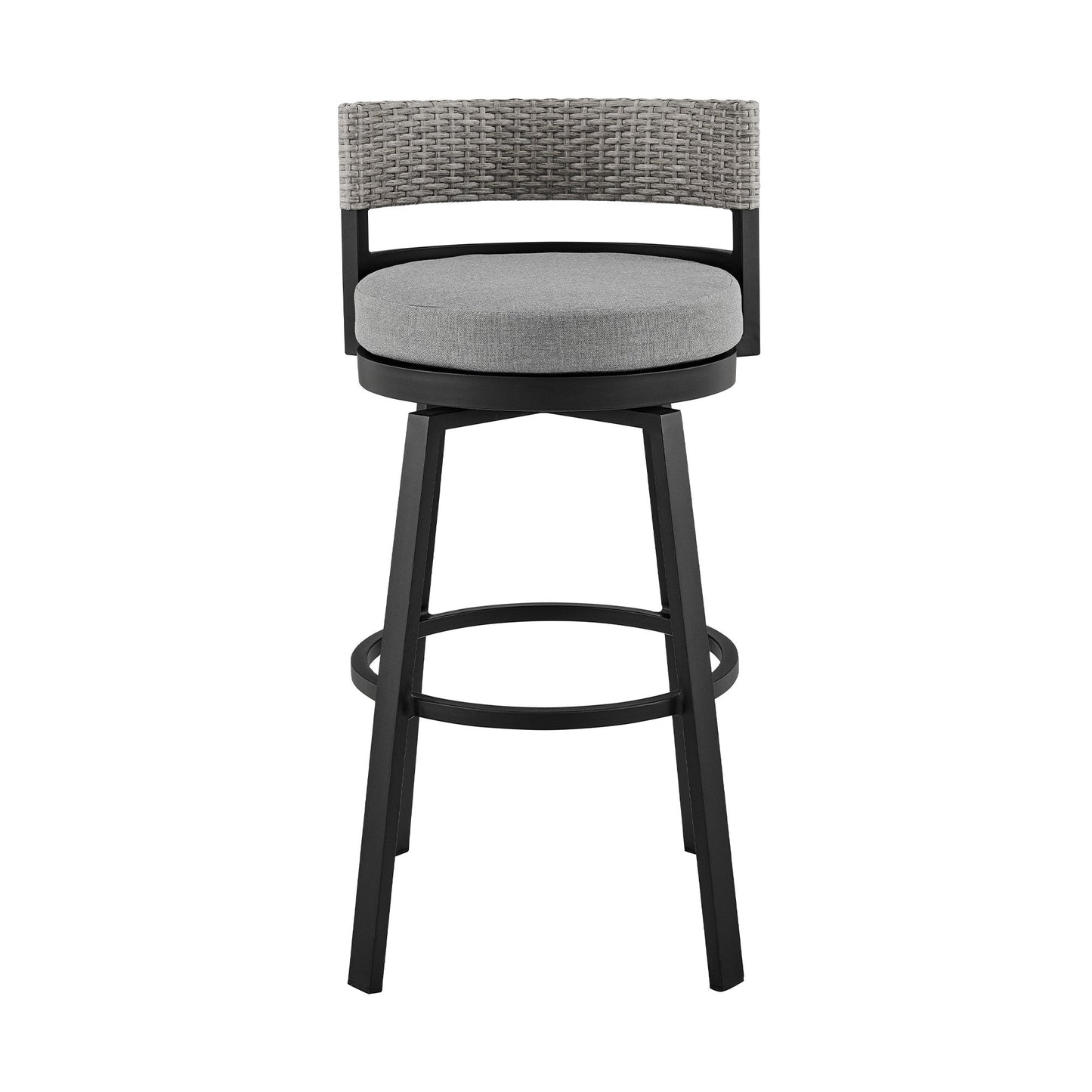 Benzara BM282663 Ella 26" Gray Modern Outdoor Patio Counter Height Swivel Stool Chair