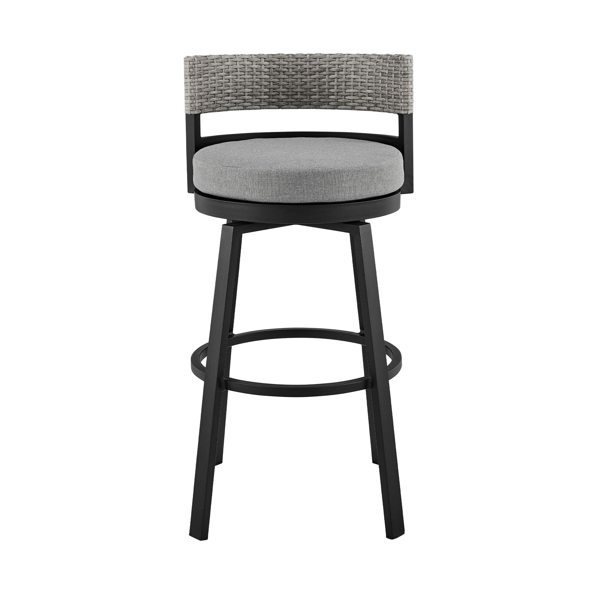 Benzara BM282663 Ella 26" Gray Modern Outdoor Patio Counter Height Swivel Stool Chair