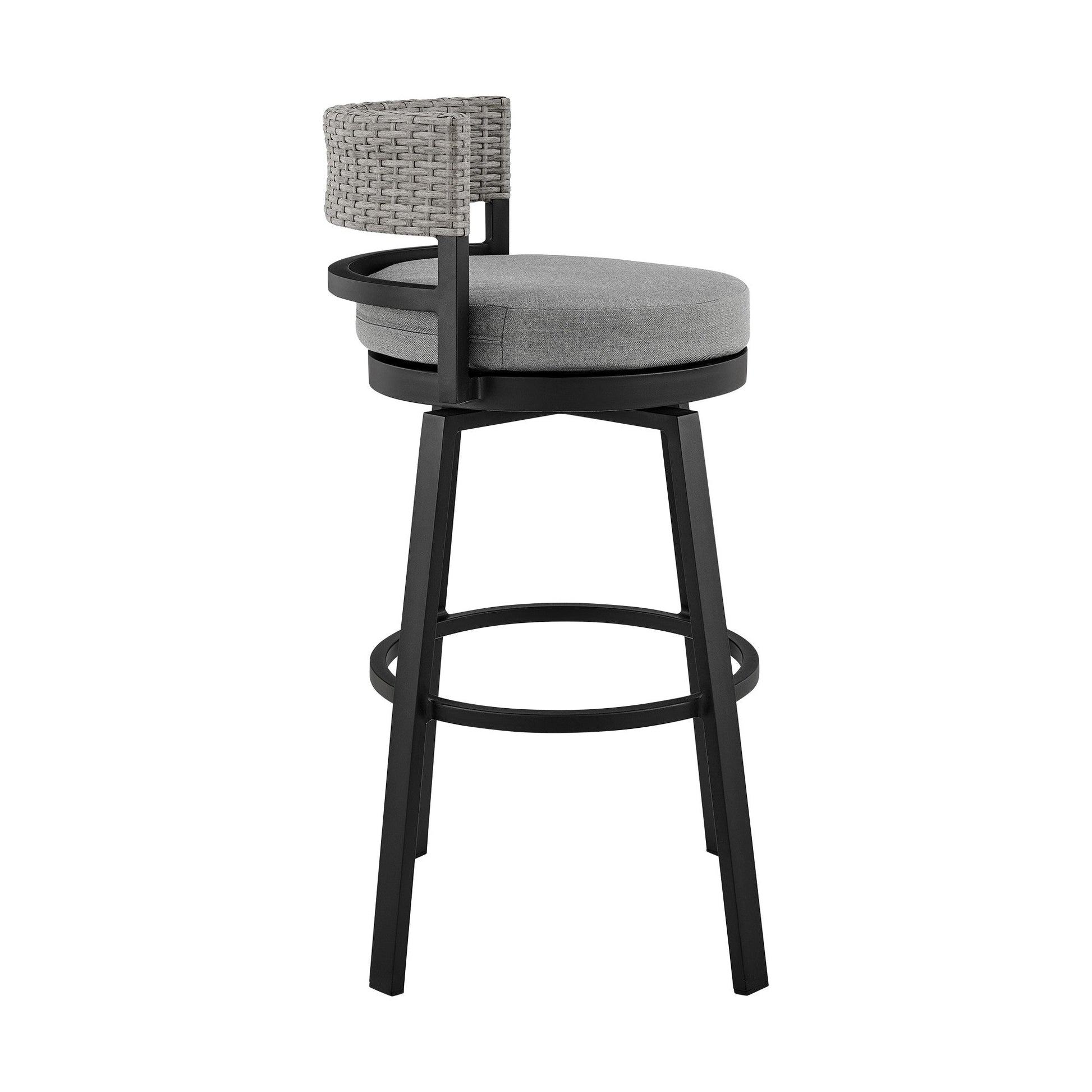 Benzara BM282663 Ella 26" Gray Modern Outdoor Patio Counter Height Swivel Stool Chair