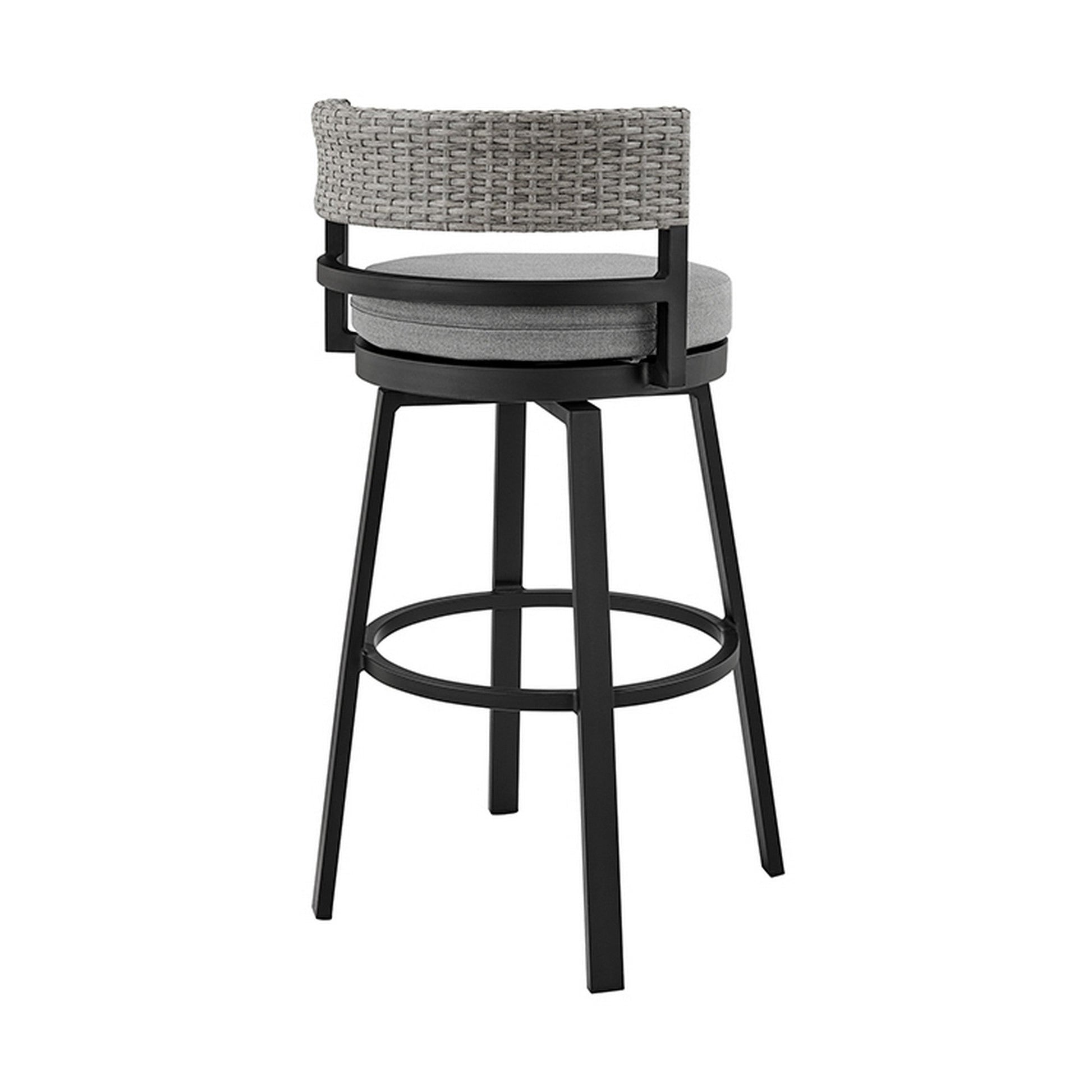 Benzara BM282663 Ella 26" Gray Modern Outdoor Patio Counter Height Swivel Stool Chair