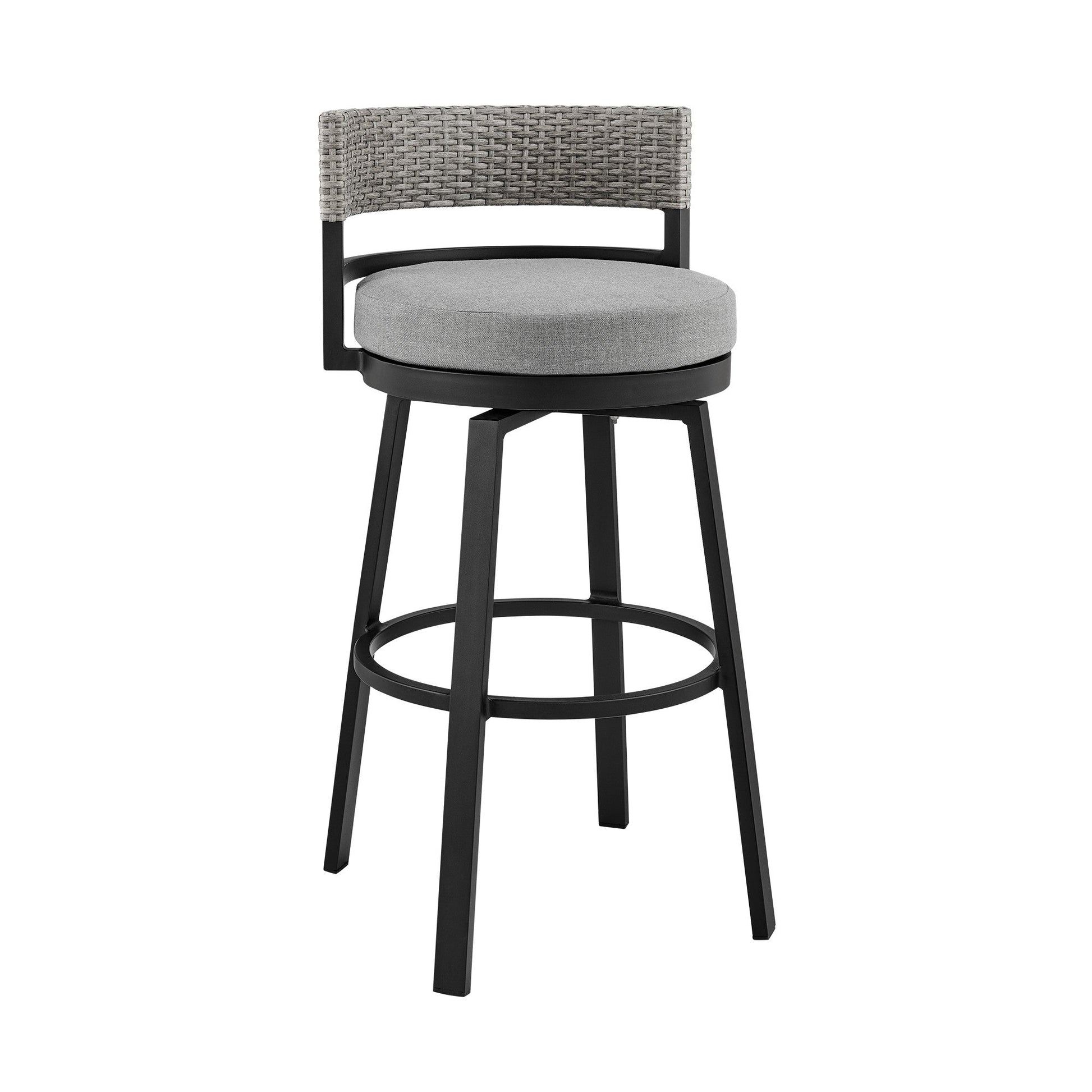 Benzara BM282663 Ella 26" Gray Modern Outdoor Patio Counter Height Swivel Stool Chair