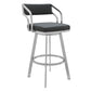 Benzara BM282697 Blake 26" Gray Tufted Vegan Faux Leather Seat Modern Swivel Counter Stool